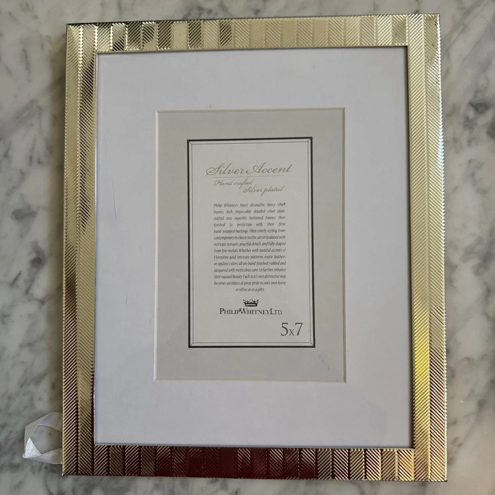 Photo Whitney Silver Plated Picture Frame Hand Polished Textured Stripes 5x7